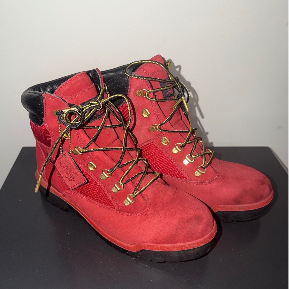 Timberland Field Boot Red Nubuck Mesh Waterproof Mens 10 A1Q55